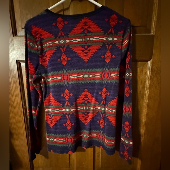 Vintage Chaps Denim Ralph Lauren Polo western southwestern print top Large EUC - Picture 2 of 4